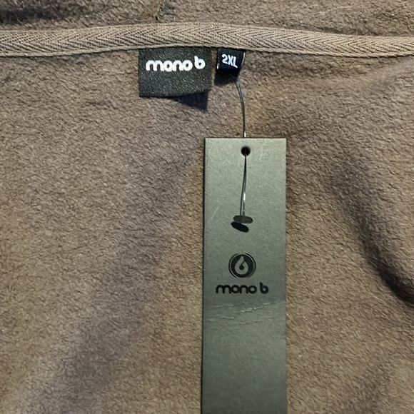 NWT Mono B Open Longline Women'ss Hooded Cardigan  With Pockets Brown 1086 - Picture 3 of 5